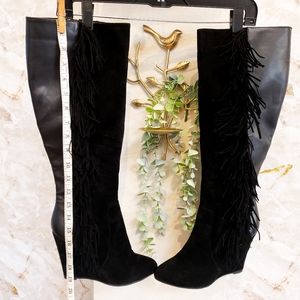 Fringe wedge boots